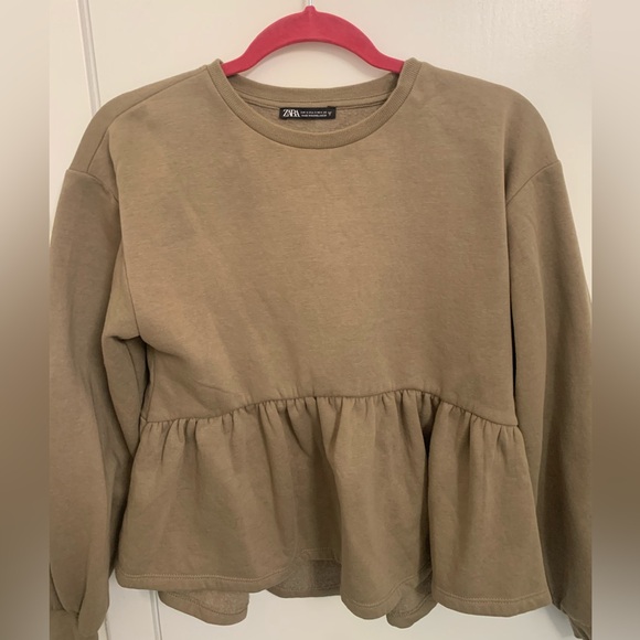 Zara Peplum Sweatshirt, Brown - S - Picture 2 of 4